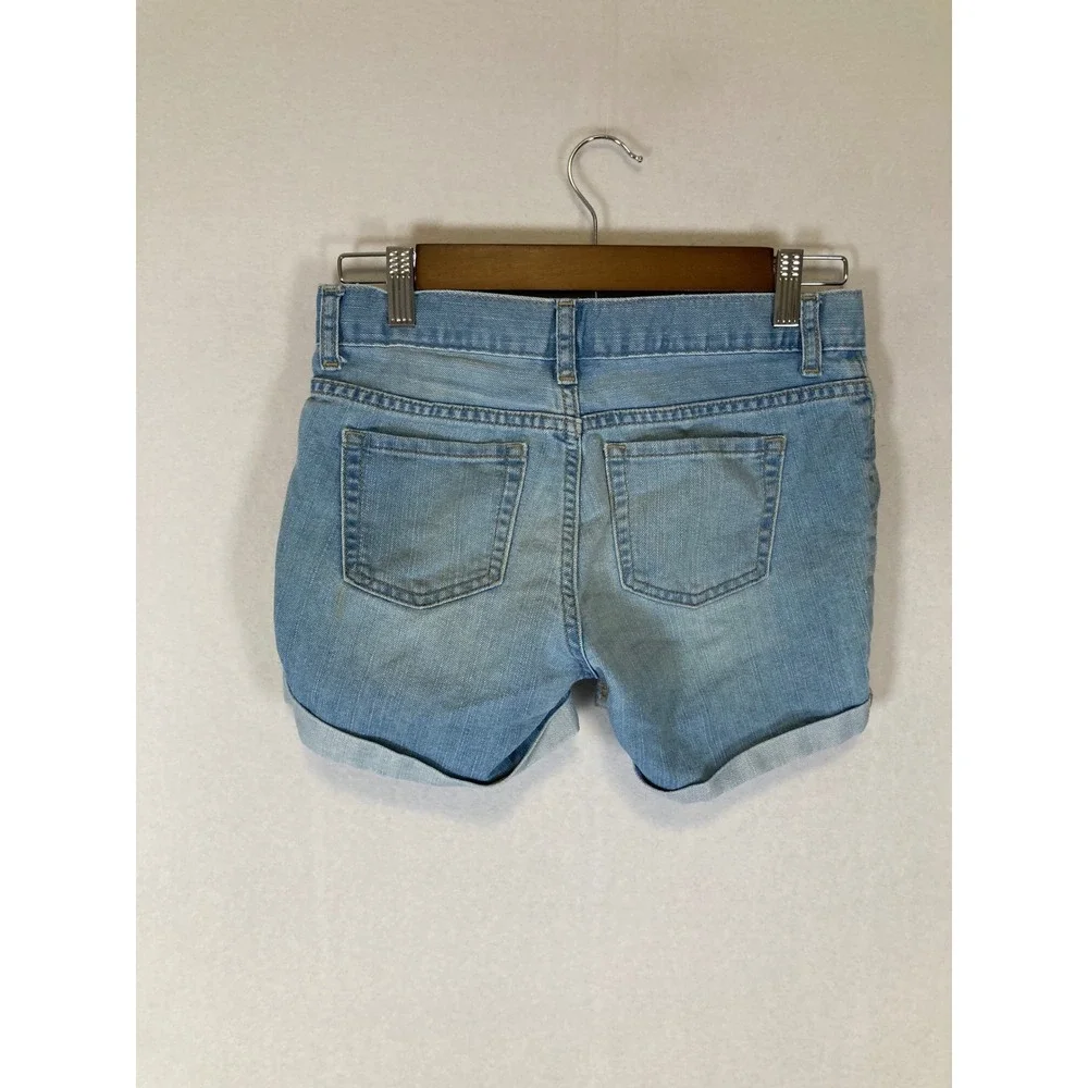 Classic Summer The Childrens Place Girls 12 Blue Denim Shortie Cuffed‎ Shorts